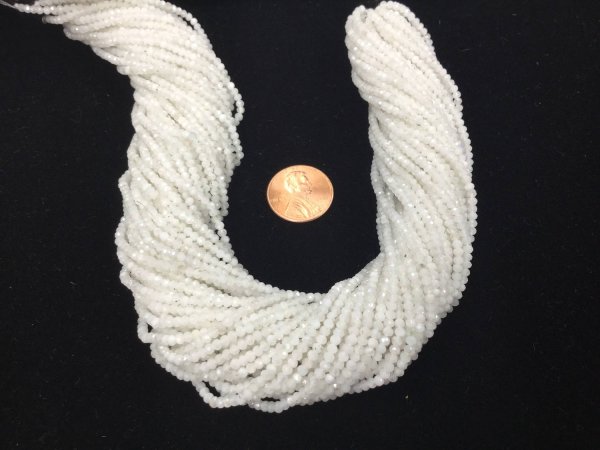 White Moonstone Rondelles Faceted