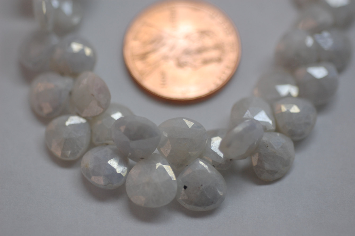 White Mystic Corundum Heart Faceted (Platinum Polished)