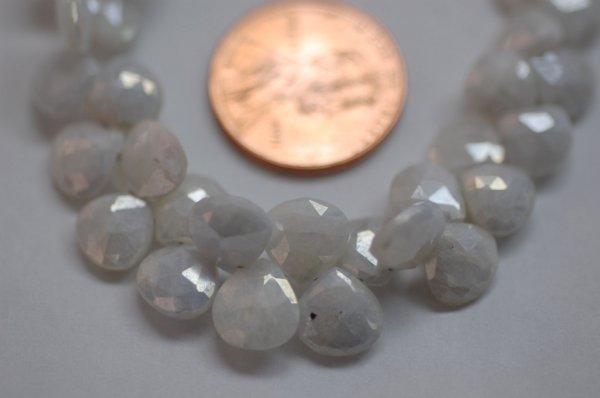 White Mystic Corundum Heart Faceted (Platinum Polished)