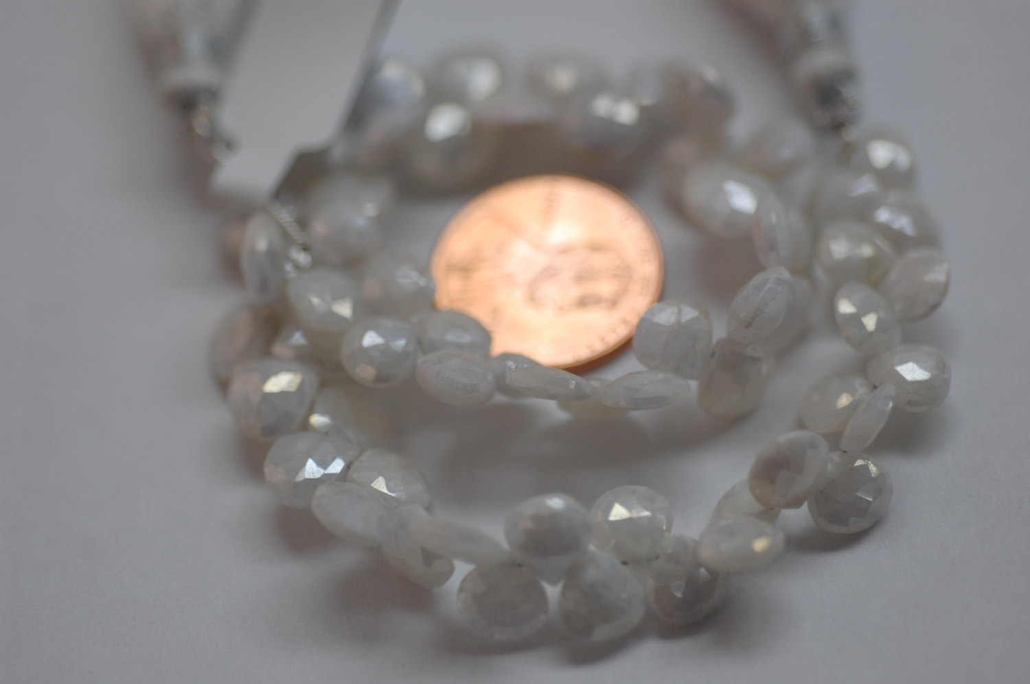 White Mystic Corundum Heart Faceted (Platinum Polished)