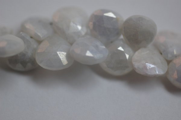 White Mystic Corundum Heart Faceted (Platinum Polished)