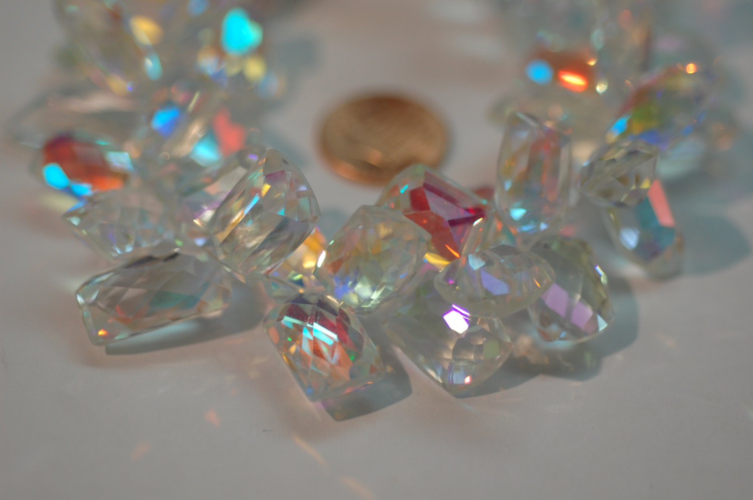 White Mystic Funky Cut Quartz faceted
