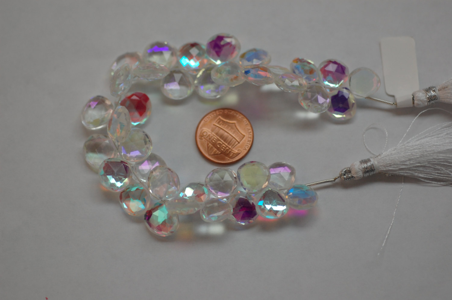 White Mystic Quartz Hearts Faceted