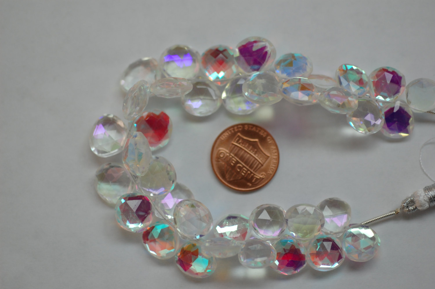 White Mystic Quartz Hearts Faceted