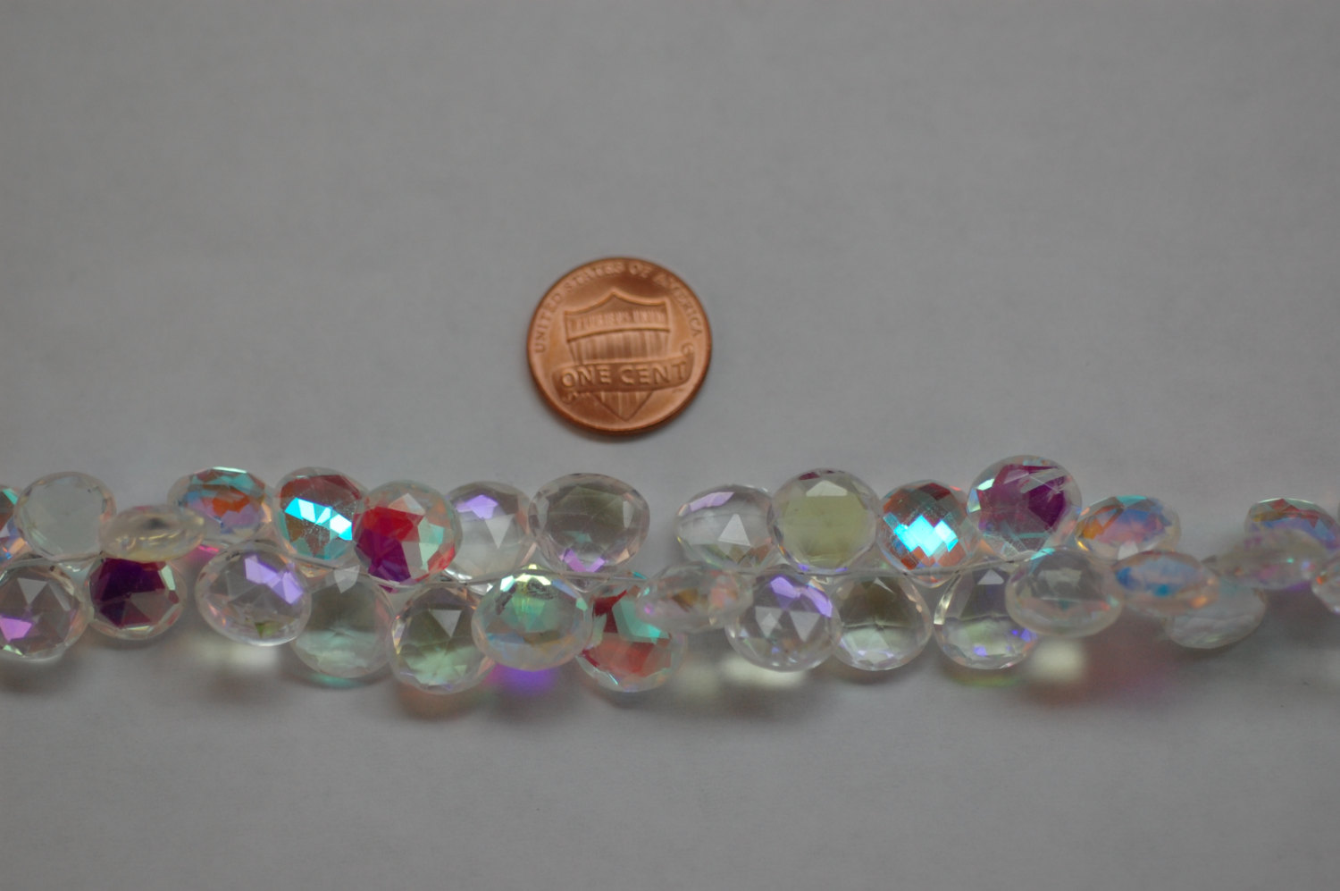 White Mystic Quartz Hearts Faceted