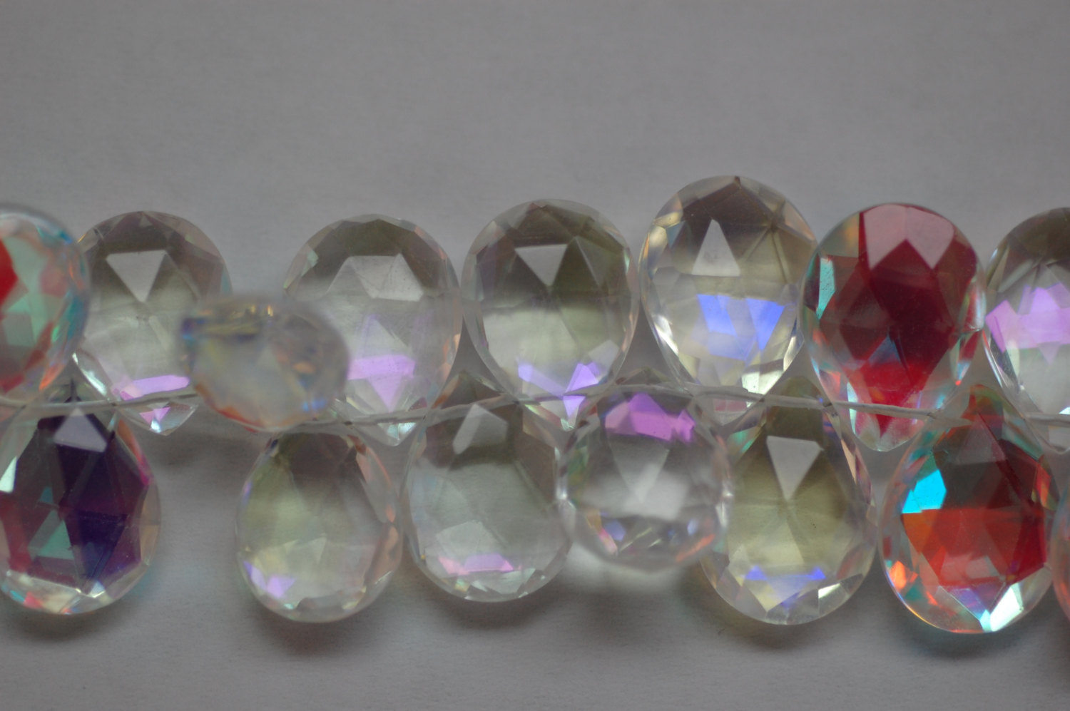 White Mystic Quartz Pears Faceted