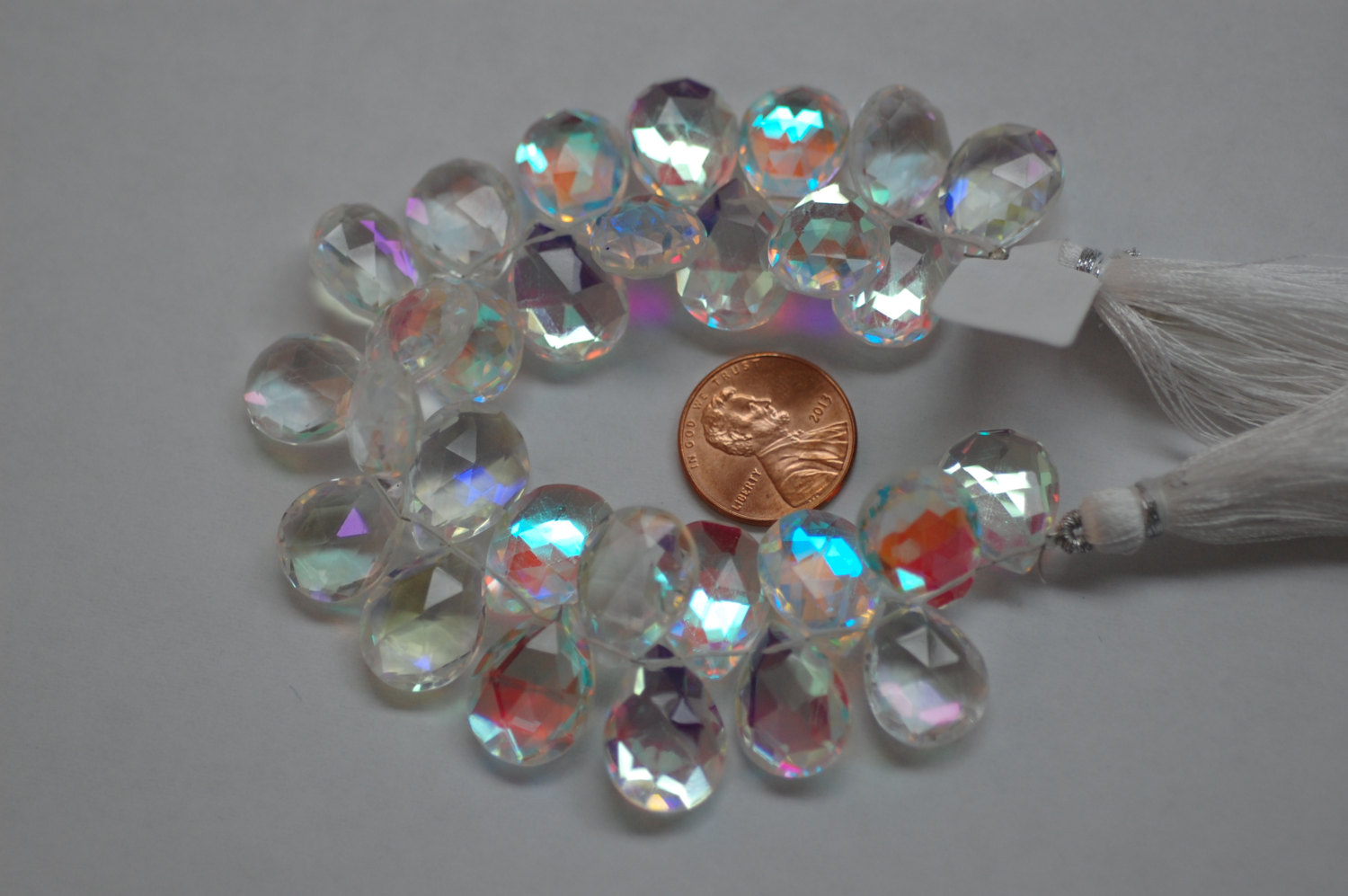 White Mystic Quartz Pears Faceted