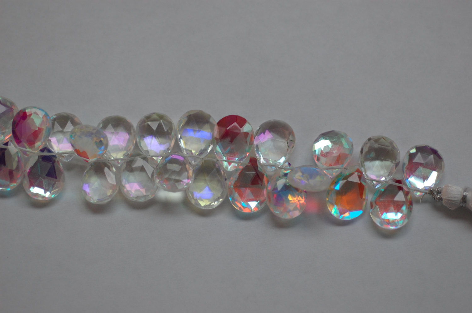 White Mystic Quartz Pears Faceted