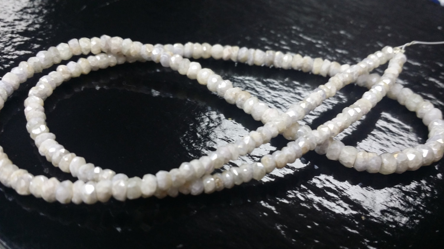 White Silverite Rondelle Faceted (Platinum Polished)