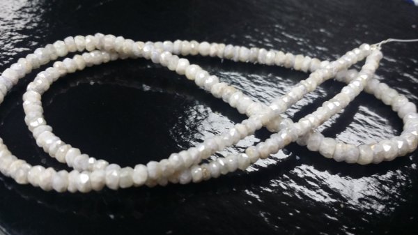 White Silverite Rondelle Faceted (Platinum Polished)
