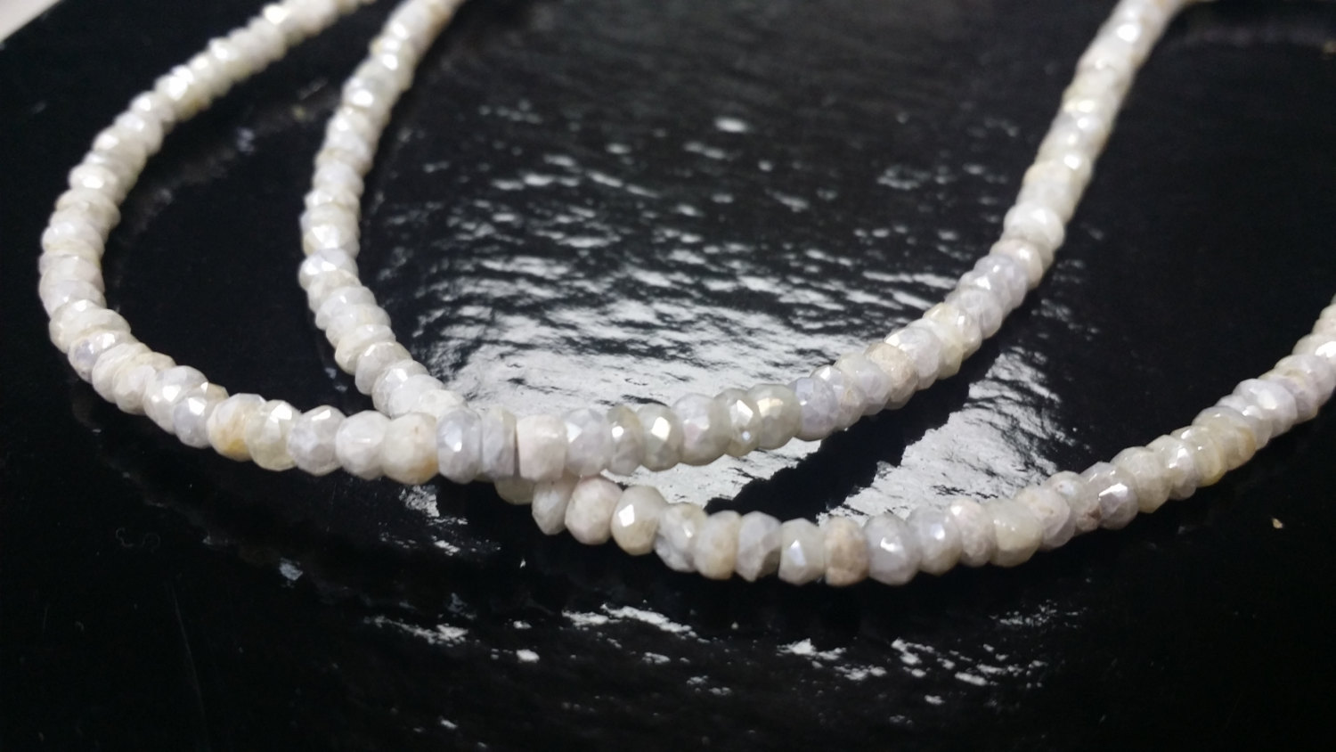 White Silverite Rondelle Faceted (Platinum Polished)