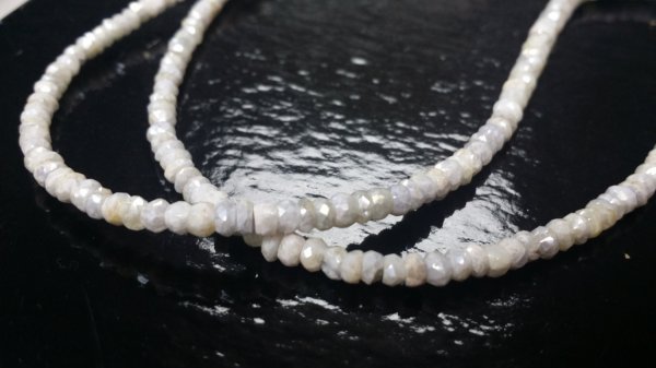 White Silverite Rondelle Faceted (Platinum Polished)