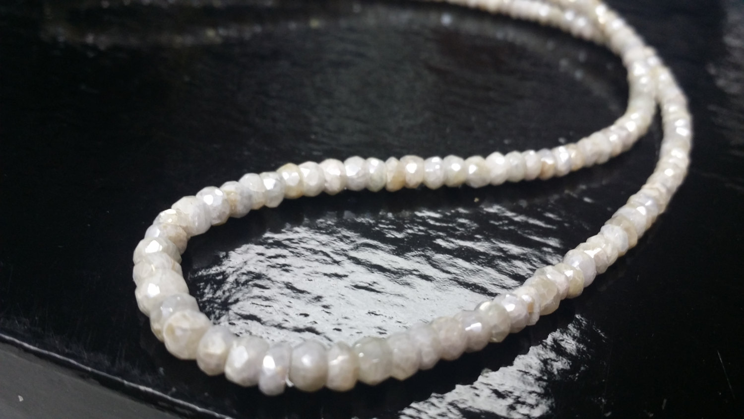 White Silverite Rondelle Faceted (Platinum Polished)