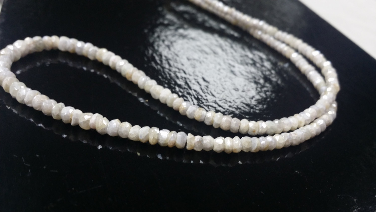 White Silverite Rondelle Faceted (Platinum Polished)