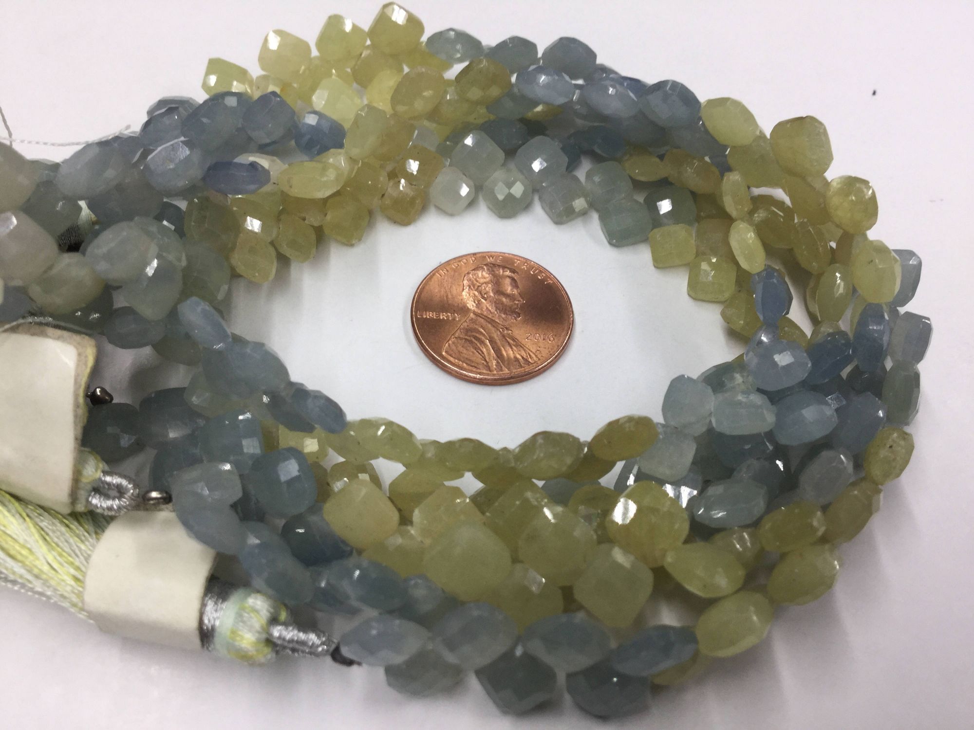 Yellow Blue Sapphire Cushions Faceted