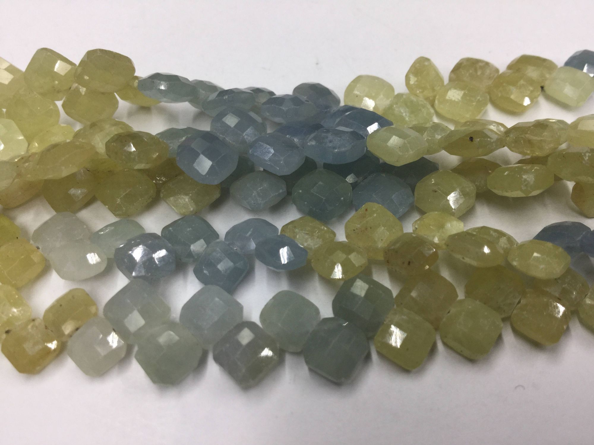 Yellow Blue Sapphire Cushions Faceted