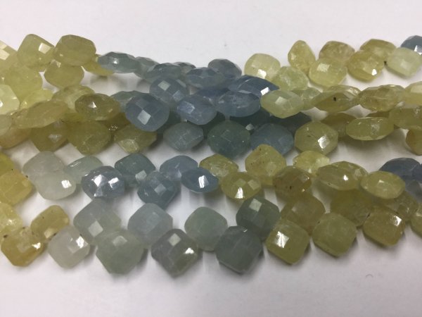 Yellow Blue Sapphire Cushions Faceted
