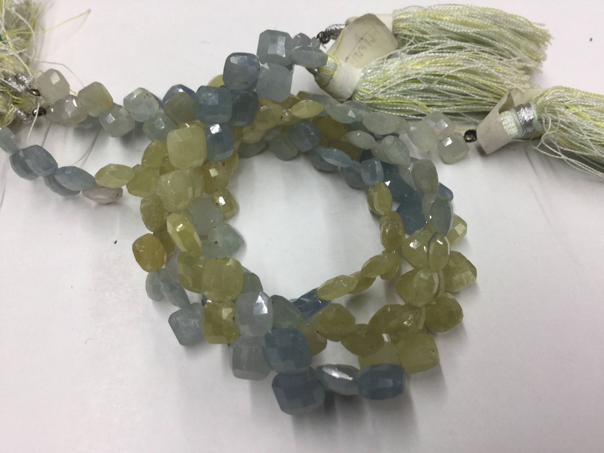 Yellow Blue Sapphire Cushions Faceted