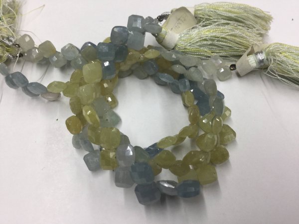 Yellow Blue Sapphire Cushions Faceted
