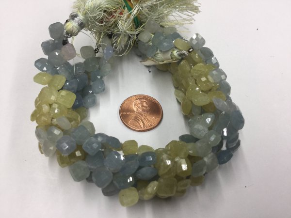 Yellow Blue Sapphire Cushions Faceted